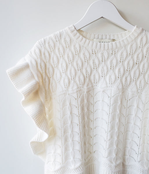 WRYHT/LACE PETTICOAT PATTERN TINY VEST(RAW WHITE)