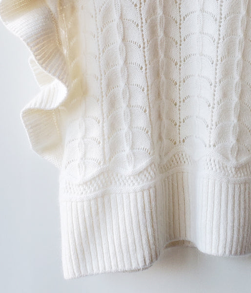 WRYHT/LACE PETTICOAT PATTERN TINY VEST(RAW WHITE)