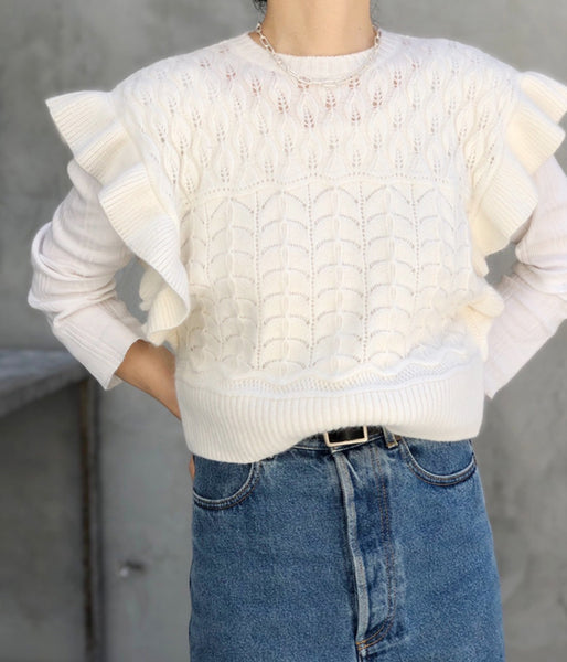 WRYHT/LACE PETTICOAT PATTERN TINY VEST(RAW WHITE)