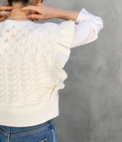 WRYHT/LACE PETTICOAT PATTERN TINY VEST(RAW WHITE)