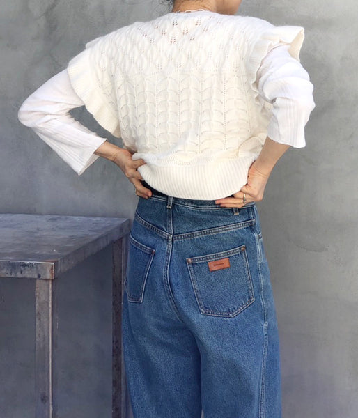 WRYHT/LACE PETTICOAT PATTERN TINY VEST(RAW WHITE)