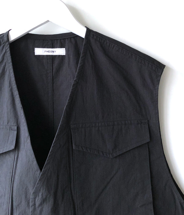 PHEENY/COTTON NYLON DUMP FIELD JACKET VEST(BLACK)