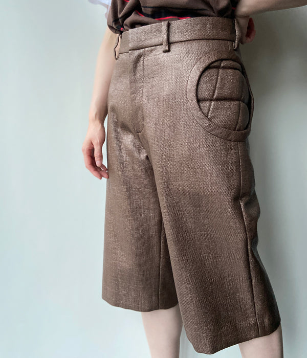 FUMIKA_UCHIDA/RAFFIA WAIST PAD SHORTS(BROWN/size34)