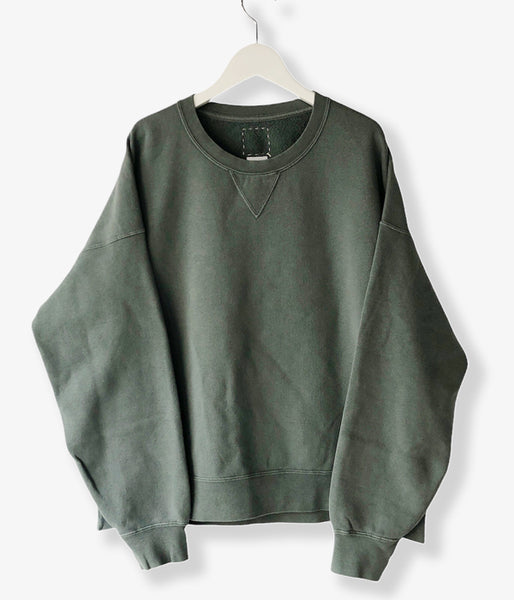 visvim/JUMBO SB SWEAT L/S DMGD (U.D.) (GREEN)