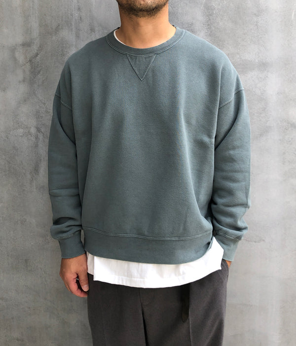 visvim/JUMBO SB SWEAT L/S DMGD (U.D.) (GREEN)