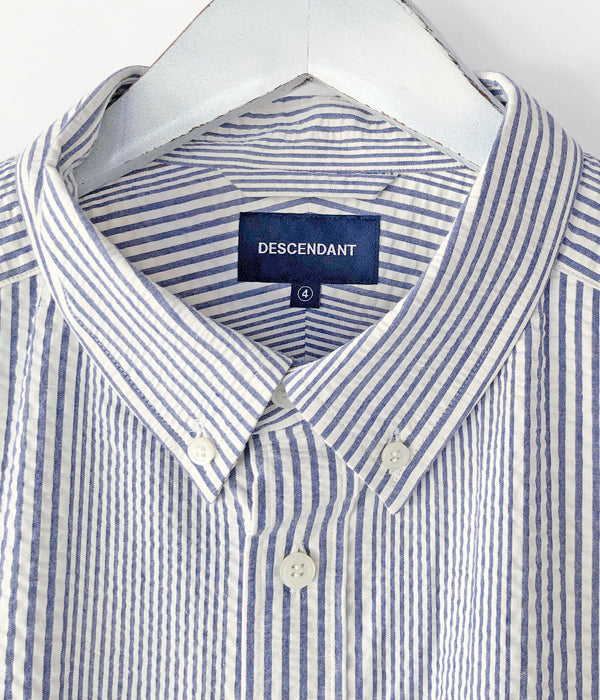 DESCENDANT ディセンダント 半袖シャツ ブルーストライプ DESCENDANT/KENNEDY'S SEERSUCKER SHIFT STRIPE SS SHIRT (BLUE)