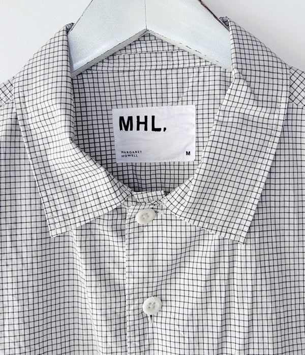 MHL./COTTON PLAID CHECK SHIRT SS (GRAY)