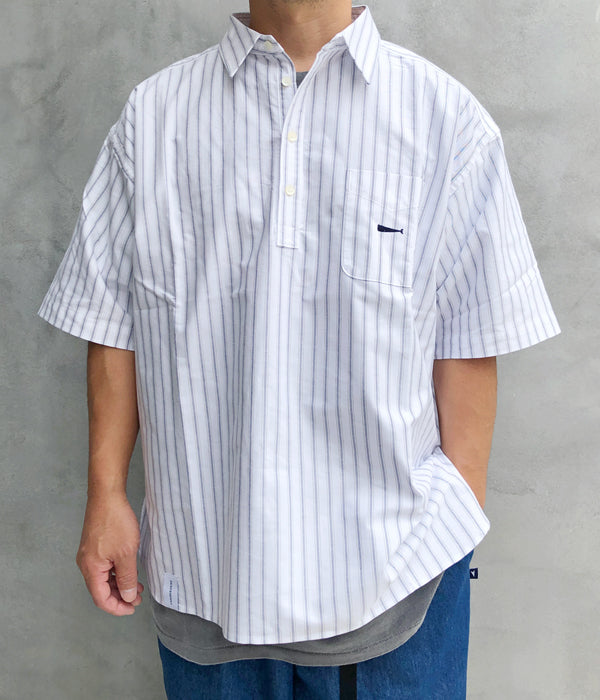DESCENDANT/VOIL OXFORD MULTI STRIPE SS SHIRT (WHITE)