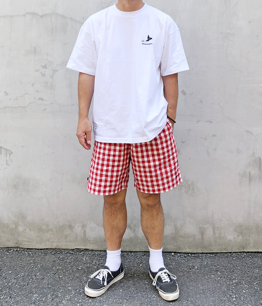 DESCENDANT/SHORE GINGHAM SHORTS (RED)