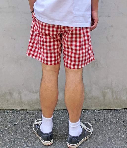 DESCENDANT/SHORE GINGHAM SHORTS (RED)