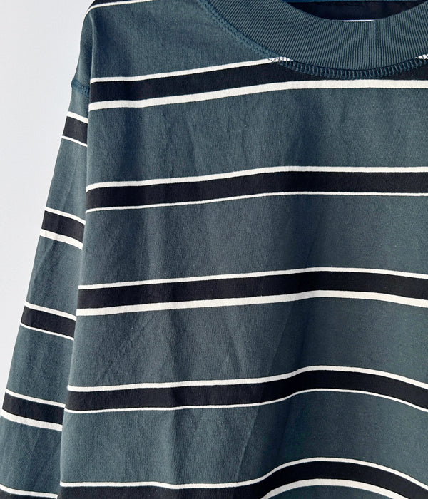 美品 MHL wide stripe dry jersey 2 グレー 黒 COTTON LINEN STRIPE JERSEY (オンラインショップ限定