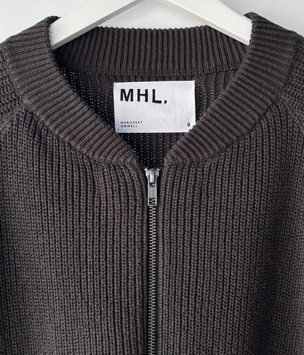 MHL./VINTAGE DRY COTTON RIB ZIP KNIT WOMENS (DARK CHARCOAL)