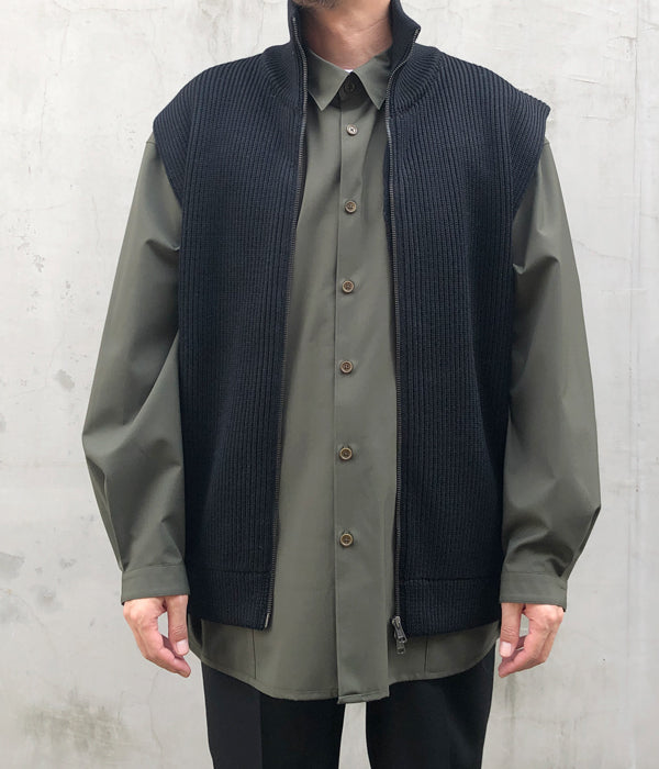 採寸はおおよそinterim DRIVERS ZIP KNIT VEST - ベスト