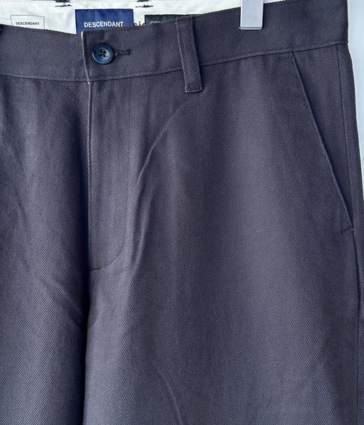 DESCENDANT/DC-6 GDT ORGANIC COTTON TWILL TROUSERS (CHARCOAL)