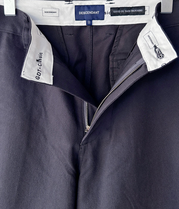 DESCENDANT/DC-6 GDT ORGANIC COTTON TWILL TROUSERS (CHARCOAL)