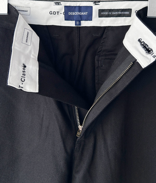 DESCENDANT/DC-6 GDT ORGANIC COTTON TWILL TROUSERS (BLACK)