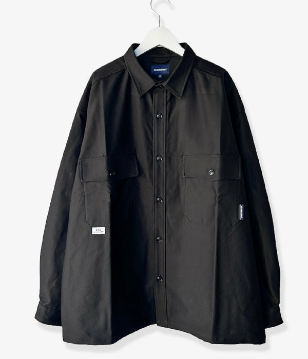 DESCENDANT/CLINCH SATIN LS SHIRT (BLACK)