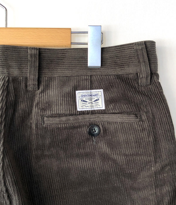 DESCENDANT/DC-6 GDT CORDUROY TROUSERS (CHARCOAL)
