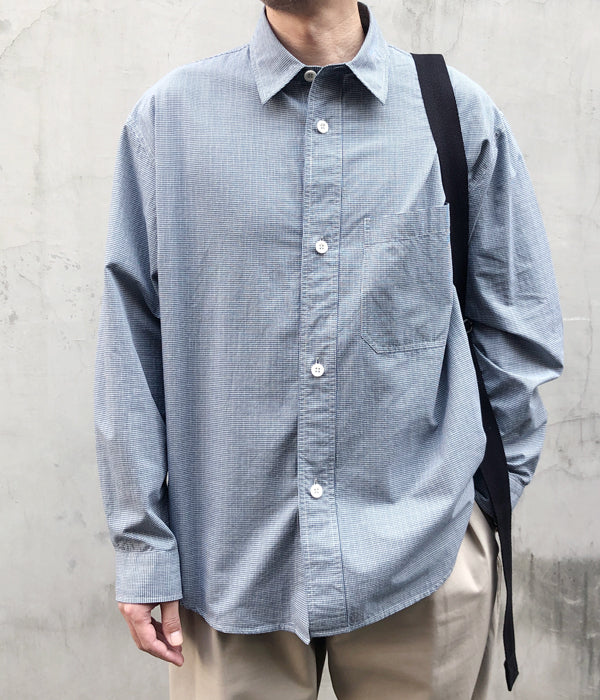 MHL./TINY GINGHAM COTTON SHIRT (BLUE)