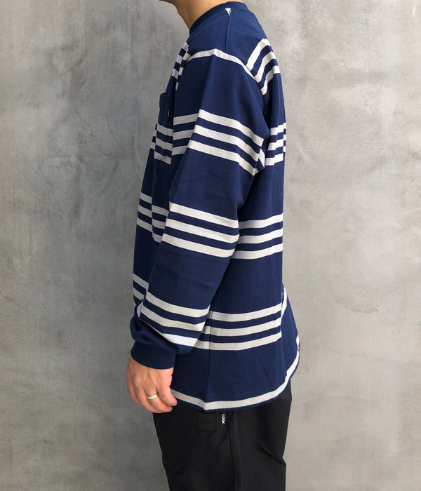 LQQK Studio/L/S RUGBY WEIGHT POCKET TEE (NAVY x GREY)