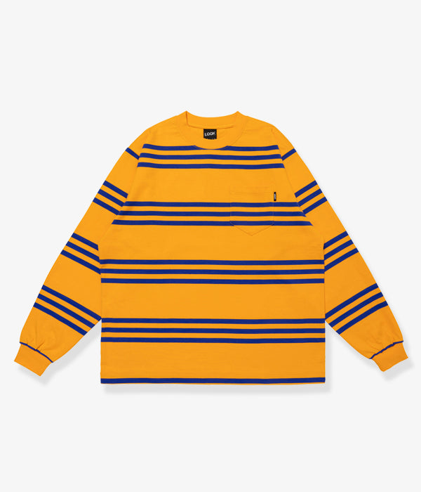 LQQK Studio/L/S RUGBY WEIGHT POCKET TEE (ORANGE x NAVY)