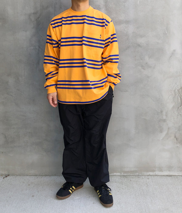 LQQK Studio/L/S RUGBY WEIGHT POCKET TEE (ORANGE x NAVY)