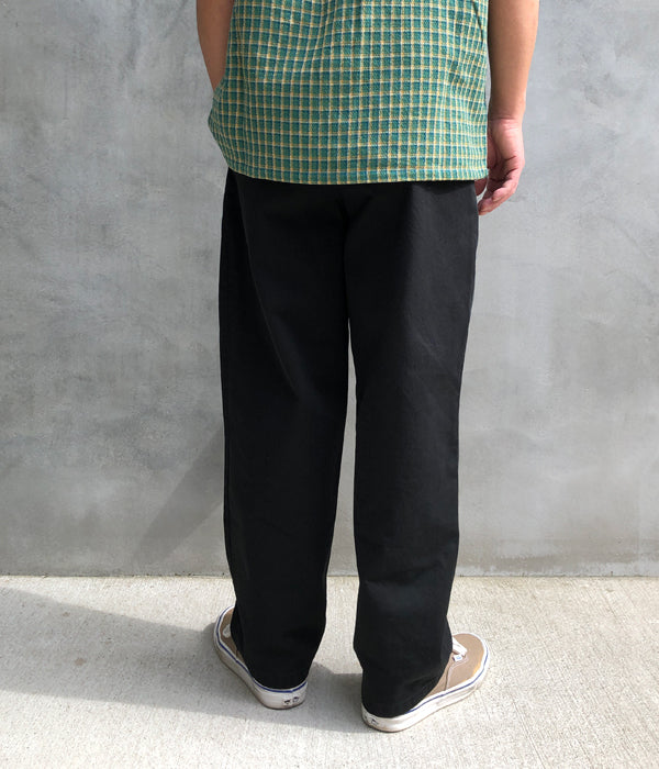 DESCENDANT/DC-3 ORGANIC COTTON TWILL TROUSERS FADE WASH (BLACK)