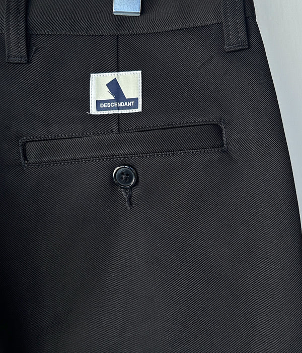 DESCENDANT/DC-3 ORGANIC COTTON TWILL TROUSERS (BLACK)