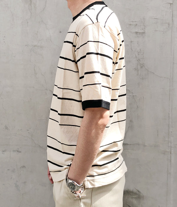 MHL./COTTON LINEN STRIPE JERSEY SS (NATURAL)