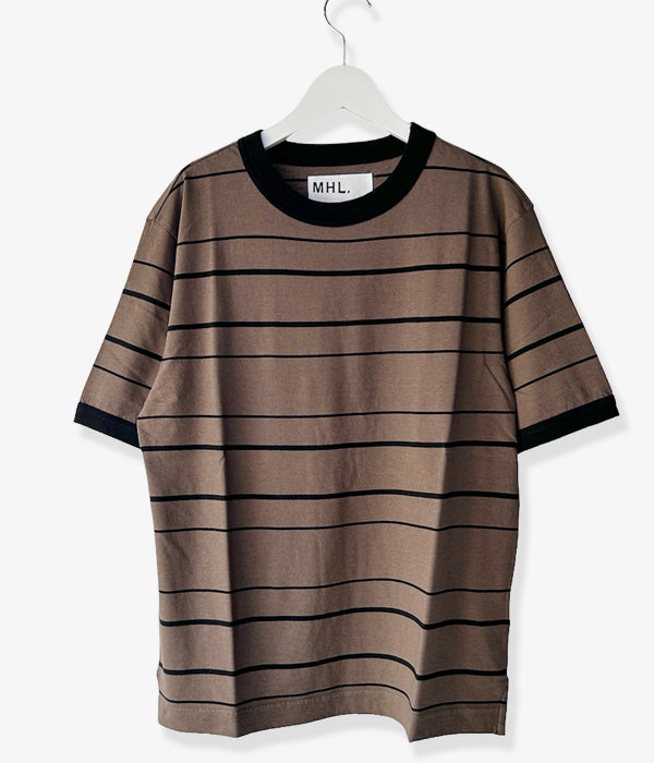 MHL./COTTON LINEN STRIPE JERSEY SS (BROWN)