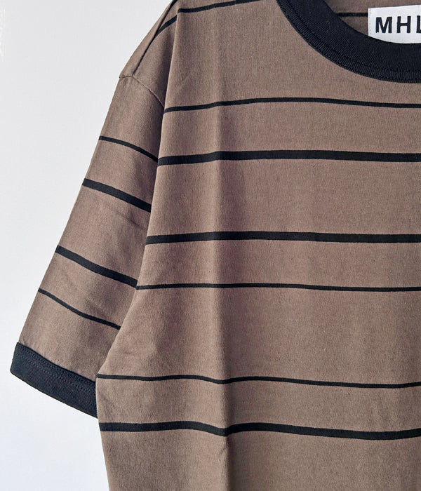 MHL./COTTON LINEN STRIPE JERSEY SS (BROWN)