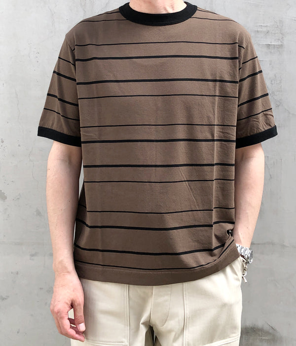 MHL./COTTON LINEN STRIPE JERSEY SS (BROWN)