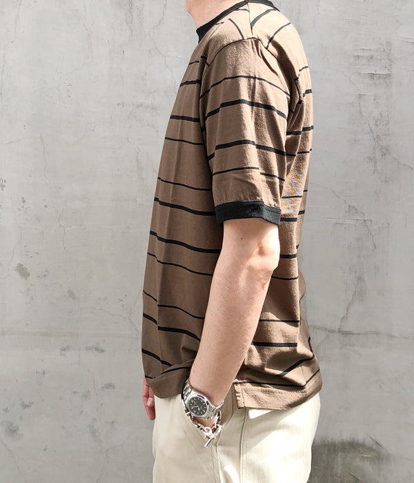 美品 MHL wide stripe dry jersey 2 グレー 黒 COTTON LINEN STRIPE JERSEY (オンラインショップ限定