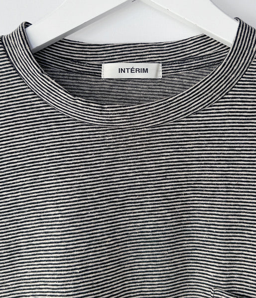 INTERIM/COTTON HEMP BORDER POCKET TEE (BLACK)