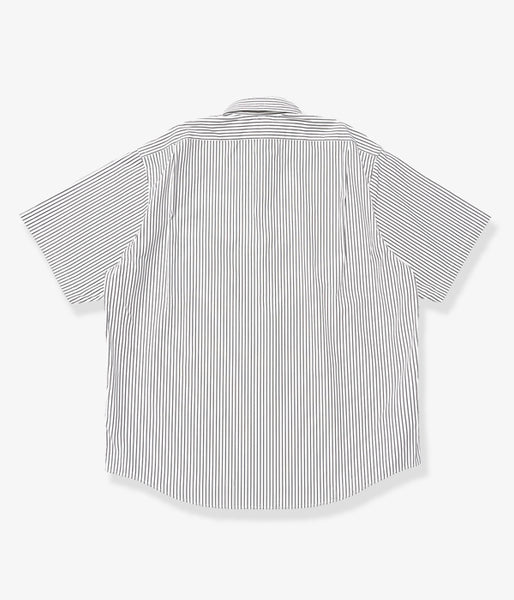 LQQK Studio/S/S BUTTON DOWN SHIRT (WHITE x BLACK STRIPE)