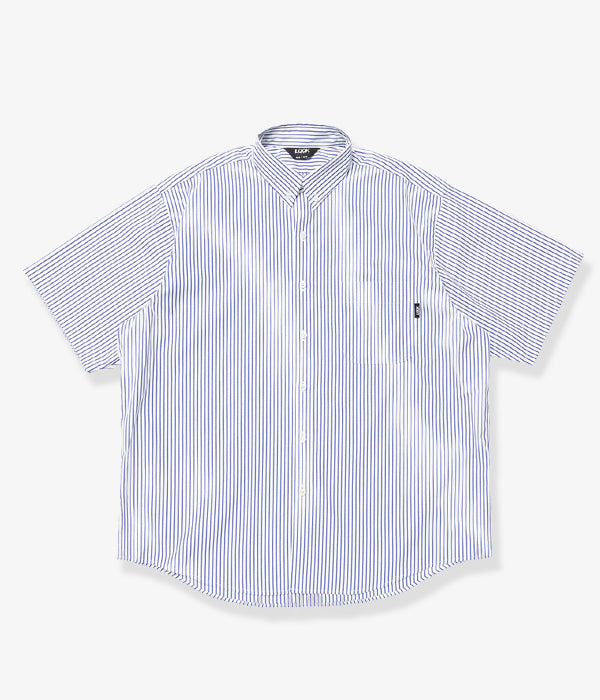 LQQK Studio/S/S BUTTON DOWN SHIRT (WHITE x BLUE STRIPE)