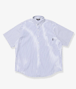 LQQK Studio/S/S BUTTON DOWN SHIRT (WHITE x BLUE STRIPE)