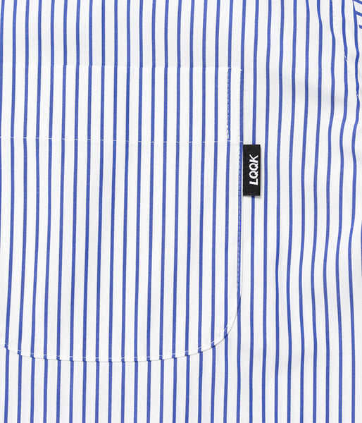 LQQK Studio/S/S BUTTON DOWN SHIRT (WHITE x BLUE STRIPE)