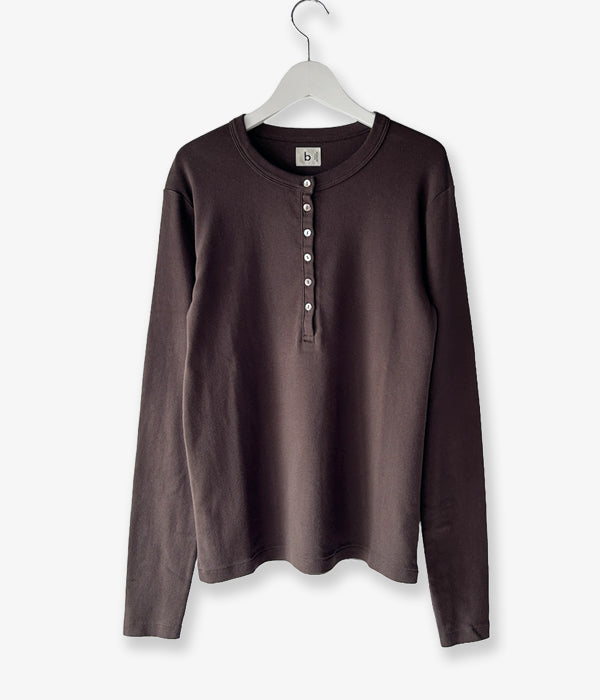 blurhms ROOTSTOCK/CLASSIC RIB HENLEY-NECK L/S (KhakiBrown)