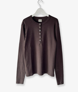 blurhms ROOTSTOCK/CLASSIC RIB HENLEY-NECK L/S (KhakiBrown)