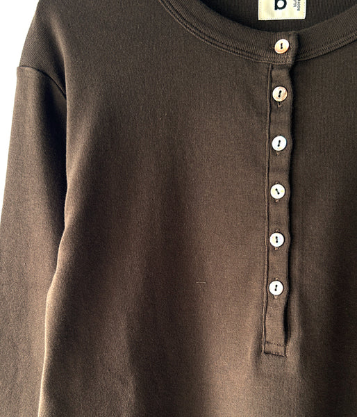 blurhms ROOTSTOCK/CLASSIC RIB HENLEY-NECK L/S (KhakiBrown)