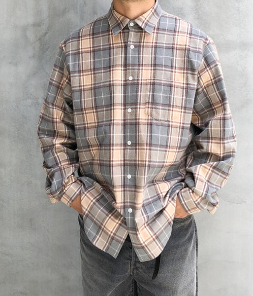 DIGAWEL/CHECK SHIRT (GENERIC) (GRAY/BEG)