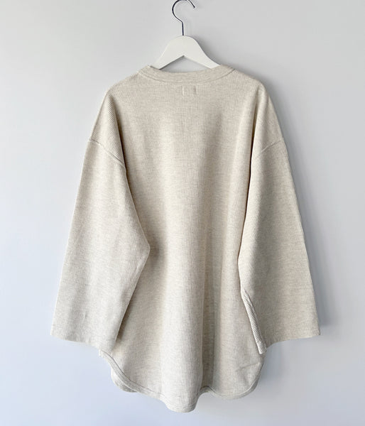 blurhms ROOTSTOCK/ROUGH&SMOOTH THERMAL BASEBALL TEE (HEATHER OATMEAL)