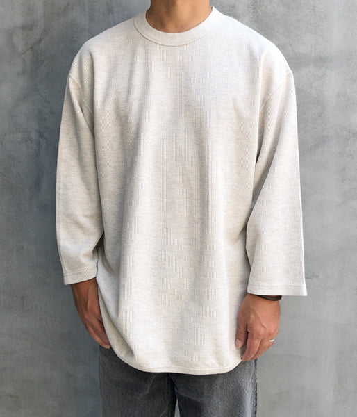 blurhms ROOTSTOCK/ROUGH&SMOOTH THERMAL BASEBALL TEE (HEATHER OATMEAL)