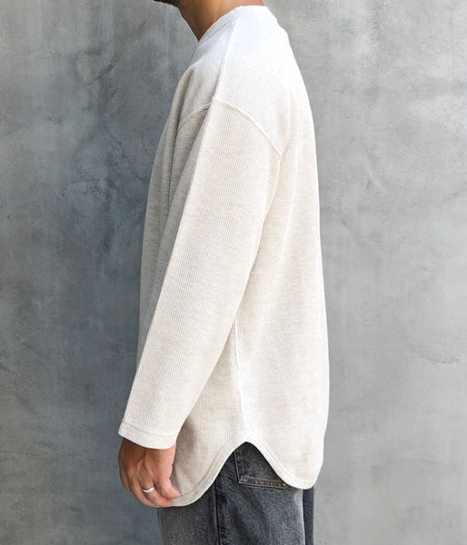 blurhms ROOTSTOCK/ROUGH&SMOOTH THERMAL BASEBALL TEE (HEATHER OATMEAL)