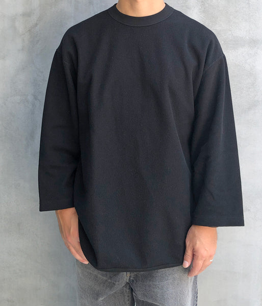 blurhms ROOTSTOCK/ROUGH&SMOOTH THERMAL BASEBALL TEE (BLACK)