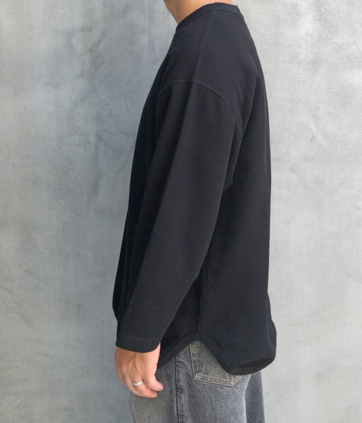 blurhms ROOTSTOCK/ROUGH&SMOOTH THERMAL BASEBALL TEE (BLACK)