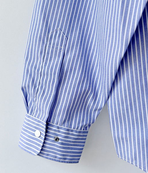 Goldwin/STRIPED OVERSIZED SHIRT (SAXE STRIPE)