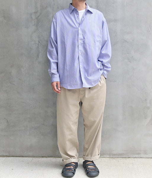 Goldwin/STRIPED OVERSIZED SHIRT (SAXE STRIPE)