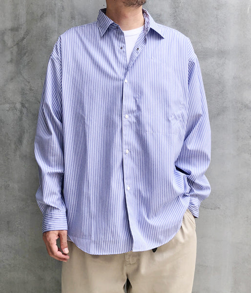 Goldwin/STRIPED OVERSIZED SHIRT (SAXE STRIPE)